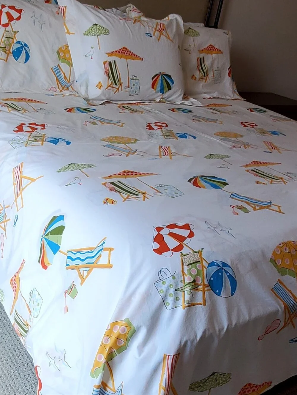 Company Store Whimsy Beach Motiff Org. Cotton Percale 7 Pc. King Bedding Set